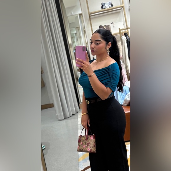 Coach Pink Cherry Print Brown Satchel - Picture 2 of 2